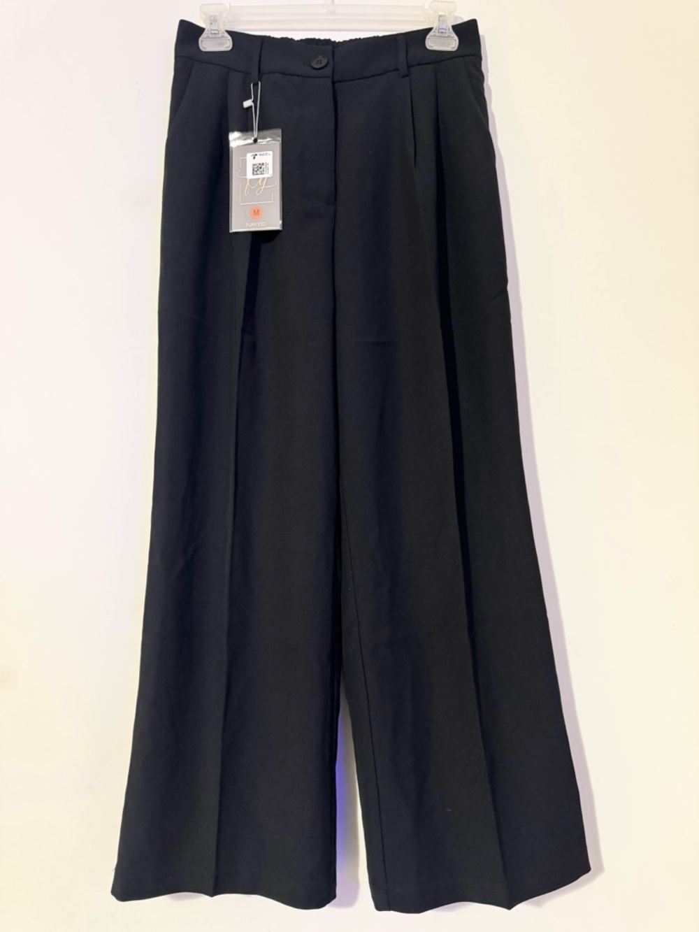 FUNYYZO Wide Leg High Elastic Waisted Black Trousers